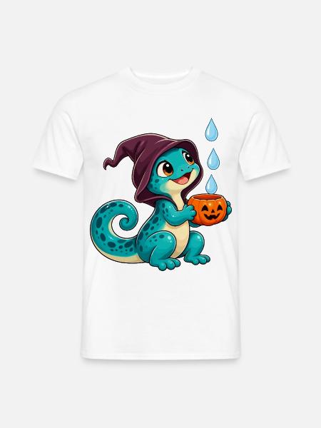 Kuscheldino Halloween Kürbis - Männer T-Shirt - Weiß