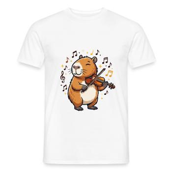 Capybara Geige Violine - Männer T-Shirt - Weiß - Vorne - AI Model Male 178 dark (178cm)