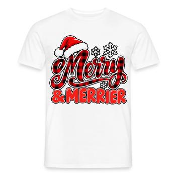 Merry & Merrier Plaid Weihnachten - Männer T-Shirt - Weiß - Vorne - AI Model Male 178 dark (178cm)