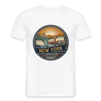 New York Skyline Vintage Reisesouvenir Geschenk - Männer T-Shirt - Weiß - Vorne - AI Model Male 178 dark (178cm)