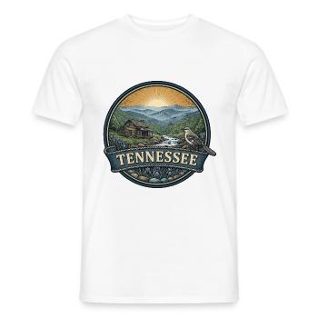 Tennessee Smoky Mountains Retro-Reiseabzeichen - Männer T-Shirt - Weiß - Vorne - AI Model Male 178 dark (178cm)