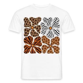 Boho Safari Blumen Leopard Zebra Giraffe Tiger - Männer T-Shirt - Weiß - Vorne - AI Model Male 178 dark (178cm)