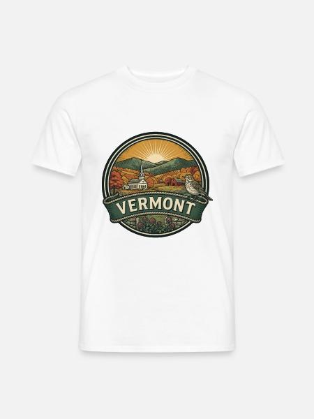 Vermont Green Mountains Herbstreise-Abzeichen - Männer T-Shirt - Weiß