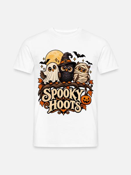 Spooky Hoots Halloween-Eulen - Männer T-Shirt - Weiß