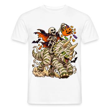 Knochenreiter: Halloween-Drache mit Kürbiskorb - Männer T-Shirt - Weiß - Vorne - AI Model Male 178 dark (178cm)