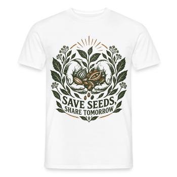 Samen speichern Teilen Sie morgen - Männer T-Shirt - Weiß - Vorne - AI Model Male 178 dark (178cm)