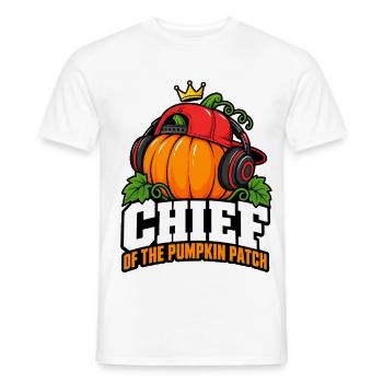 Kürbis Chef Patch Kopfhörer - Männer T-Shirt - Weiß - Vorne - AI Model Male 178 dark (178cm)