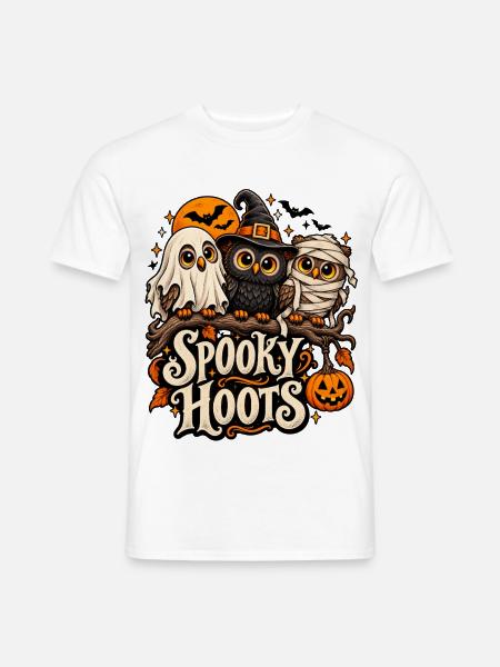 Spooky Hoots Halloween Eulen Trio - Männer T-Shirt - Weiß
