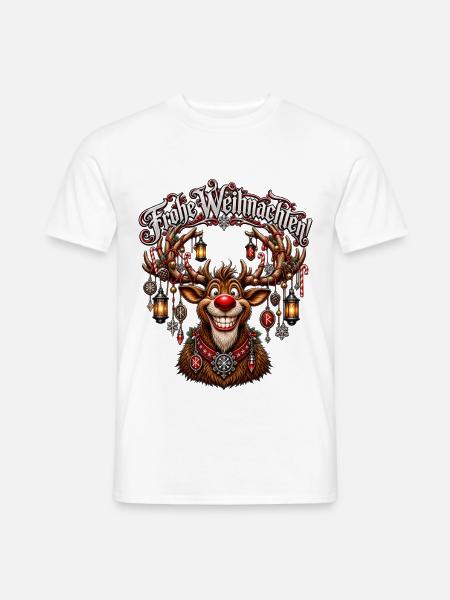 Rentierkrone mit Laternen - Männer T-Shirt - Weiß