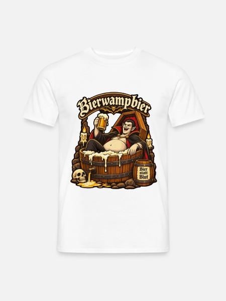 Vampir im Bierfass – Bier statt Blut - Männer T-Shirt - Weiß