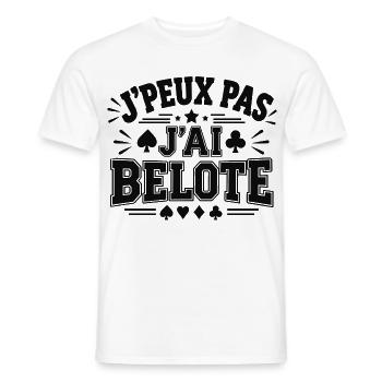 Ich kann nicht, ich habe belote Geschenk-Humor - Männer T-Shirt - Weiß - Vorne - AI Model Male 178 dark (178cm)