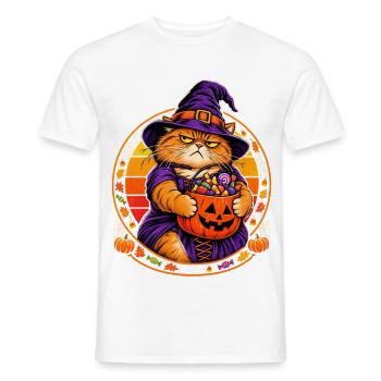 Halloween Katze Hexenkostüm Retro Sonne Cat Mom - Männer T-Shirt - Weiß - Vorne - AI Model Male 178 dark (178cm)