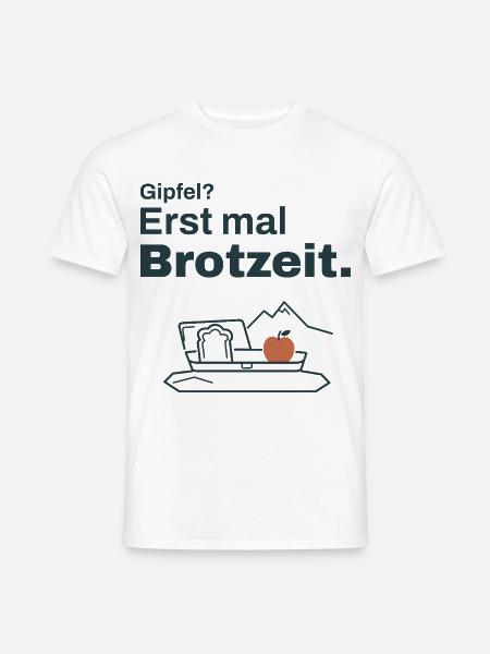 Gipfel? Erst mal Brotzeit – Wandern - Männer T-Shirt - Weiß