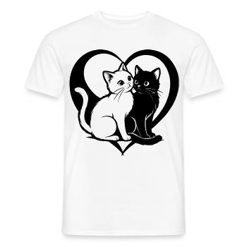 ❤ 🐱 Gatti Innamorati – Amore felino con cuore 2 - Männer T-Shirt - Weiß - Vorne - AI Model Male 178 dark (178cm)