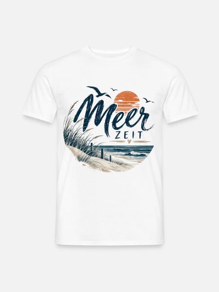 MeerZeit Strandbild - Männer T-Shirt - Weiß