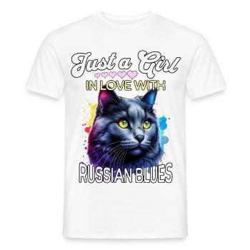 Russisch Blaukatze Mädchen - Männer T-Shirt - Weiß - Vorne - AI Model Male 178 dark (178cm)