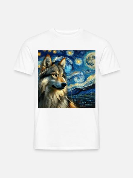 Wolfhund Starry Night - Männer T-Shirt - Weiß