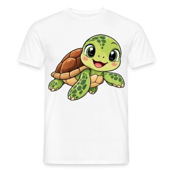Schildkröte Kawaii Style – Süßes Tiermotiv - Männer T-Shirt - Weiß - Vorne - AI Model Male 178 dark (178cm)