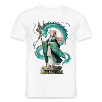 Ryuu Sage – Drachen Magierin Anime Manga - Männer T-Shirt - Weiß - Vorne - AI Model Male 178 dark (178cm)