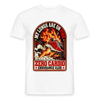 Meine Lungen brennen – Zero Cardio Endurance Club - Männer T-Shirt - Weiß - Vorne - AI Model Male 178 dark (178cm)