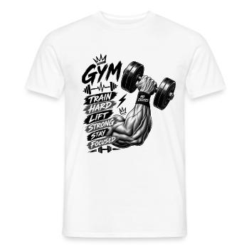 Train Hard Fitness Motivation - Männer T-Shirt - Weiß - Vorne - AI Model Male 178 dark (178cm)