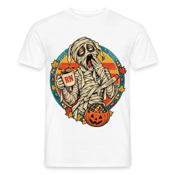 Mumie mit Kürbisbeute Halloween - Männer T-Shirt - Weiß - Vorne - AI Model Male 178 dark (178cm)
