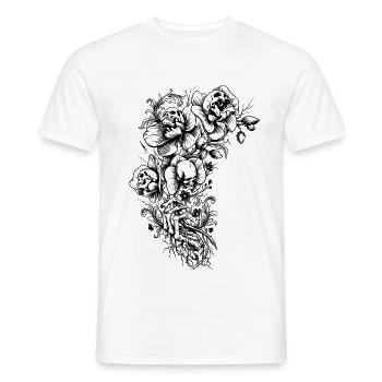 Vintage-Blumenskelett – Gothic Skulls und Dark B - Männer T-Shirt - Weiß - Vorne - AI Model Male 178 dark (178cm)