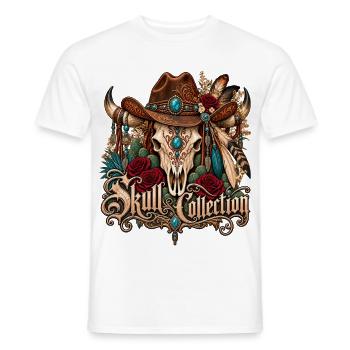 Skull Biker Buffalo Skull Horned Hut - Männer T-Shirt - Weiß - Vorne - AI Model Male 178 dark (178cm)