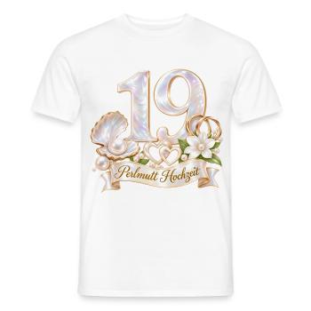 19.Hochzeitstag , Perlmutt Hochzeit 19 Jahre - Männer T-Shirt - Weiß - Vorne - AI Model Male 178 dark (178cm)