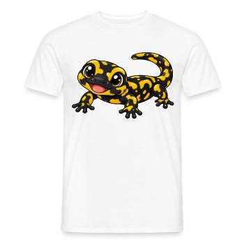Salamander Kawaii Style – Süßes Amphibienmotiv - Männer T-Shirt - Weiß - Vorne - AI Model Male 178 dark (178cm)