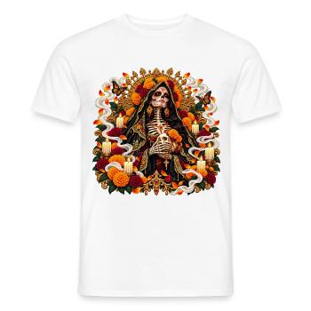 Santa Muerte im Blütenlicht - Männer T-Shirt - Weiß - Vorne - AI Model Male 178 dark (178cm)