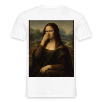 Die Mona Lisa bedeckt ihre Nase - Männer T-Shirt - Weiß - Vorne - AI Model Male 178 dark (178cm)