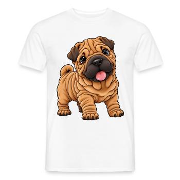 Shar Pei Kawaii Style – Süßer Faltenhund - Männer T-Shirt - Weiß - Vorne - AI Model Male 178 dark (178cm)