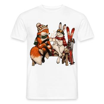 Rotfuchs & Schneehase beim Après-Ski - Männer T-Shirt - Weiß - Vorne - AI Model Male 178 dark (178cm)