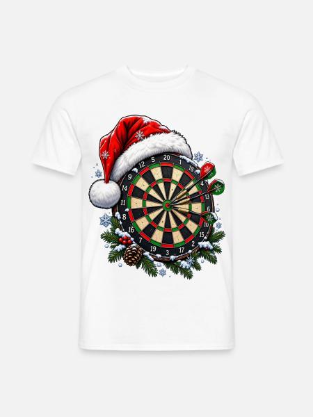Weihnachtliches Dartboard - Dartscheibe mit Mütze - Männer T-Shirt - Weiß