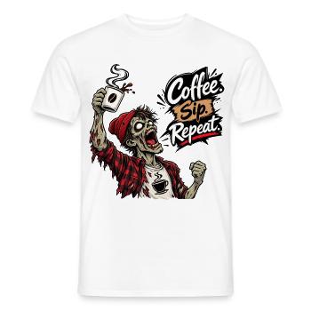 Kaffeeliebhaber Zombie Kaffee Spruch Design - Männer T-Shirt - Weiß - Vorne - AI Model Male 178 dark (178cm)