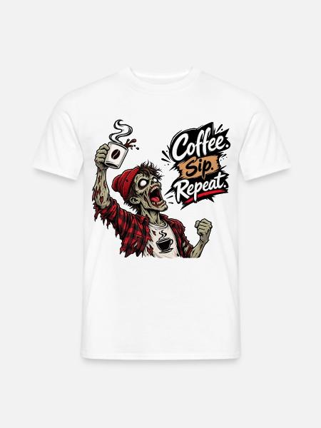 Kaffeeliebhaber Zombie Kaffee Spruch Design - Männer T-Shirt - Weiß