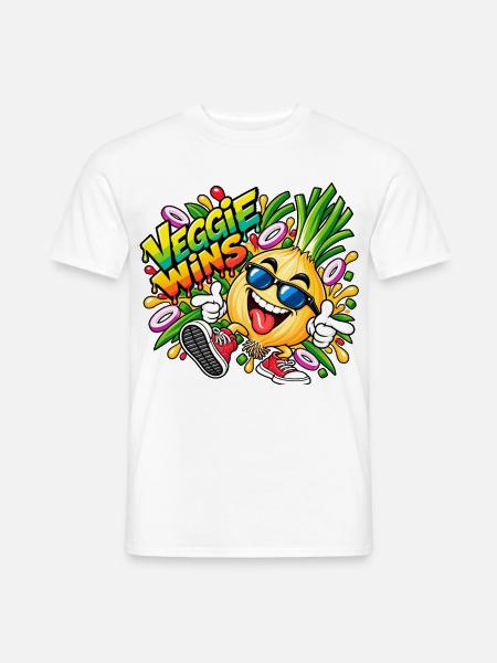 Veggie Wins Zwiebel - Männer T-Shirt - Weiß