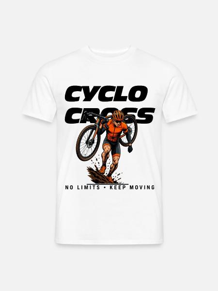 Cyclocross No Limits - Keep Moving Fahrrad T-Shirt - Männer T-Shirt - Weiß