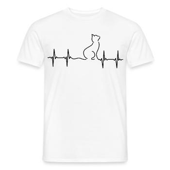 Katze EKG Herzschlag - Männer T-Shirt - Weiß - Vorne - AI Model Male 178 dark (178cm)