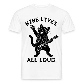 Nine Lives All Loud – Cat-Rock-Gitarre - Männer T-Shirt - Weiß - Vorne - AI Model Male 178 dark (178cm)