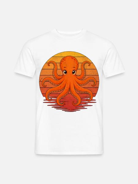 Süßer Retro-Oktopus - Männer T-Shirt - Weiß