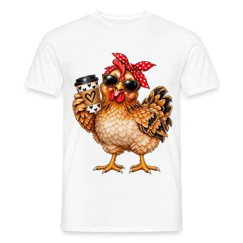 Coffee Chick mit Bandana und Sonnenbrillen - Männer T-Shirt - Weiß - Vorne - AI Model Male 178 dark (178cm)