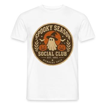 Spooky Season Social Club Abzeichen - Männer T-Shirt - Weiß - Vorne - AI Model Male 178 dark (178cm)