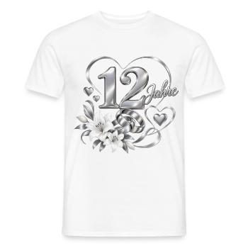 12.Hochzeitstag , 12 Jahre , Nickelhochzeit - Männer T-Shirt - Weiß - Vorne - AI Model Male 178 dark (178cm)