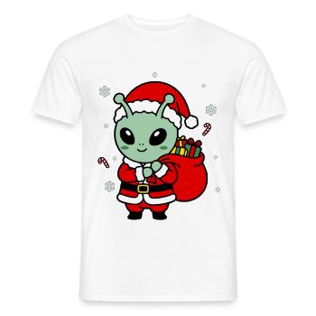 Süße Kawaii-Weihnachts-Alien-Weihnachtssack-Geschenkidee - Männer T-Shirt - Weiß - Vorne - AI Model Male 178 dark (178cm)