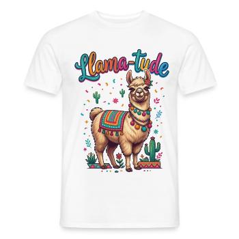 Llama-tude Lustiges Llama Alpakas Design - Männer T-Shirt - Weiß - Vorne - AI Model Male 178 dark (178cm)