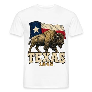 Texas Bison 1845 Flag Vintage - Männer T-Shirt - Weiß - Vorne - AI Model Male 178 dark (178cm)