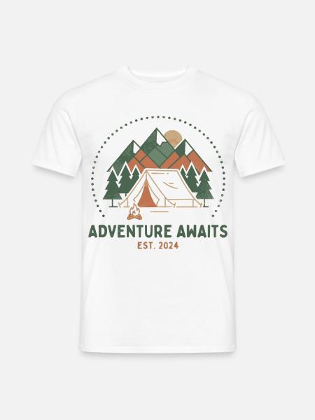 Bergcamping Abenteuer Retro - Männer T-Shirt - Weiß