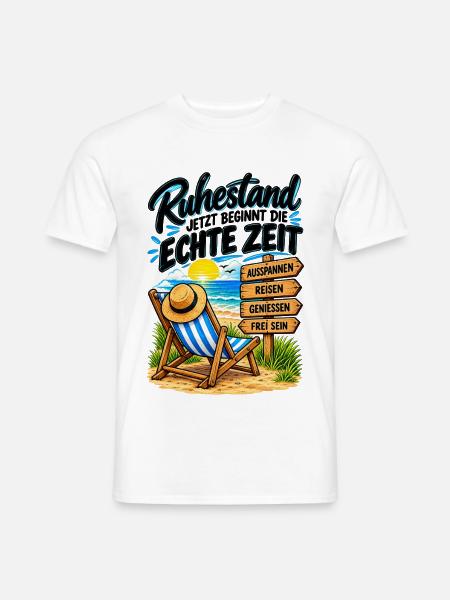 Ruhestand: Echte Zeit am Strand - Männer T-Shirt - Weiß